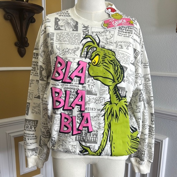 Grinch Graphic Sweater - White and Green - Picture 1 of 8